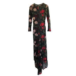 DONNA MIZANI Bloomingdale's full length mesh floral embroidered maxi dress